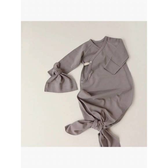 NEW PEEKABOO kids' jersey kimono gown set in dark grey - Picture 1 of 1